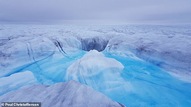 Warnung: Der grönländische Eisschild (im Bild) schmilzt von unten nach oben und trägt jetzt am meisten zum Anstieg des globalen Meeresspiegels bei, so eine neue Studie