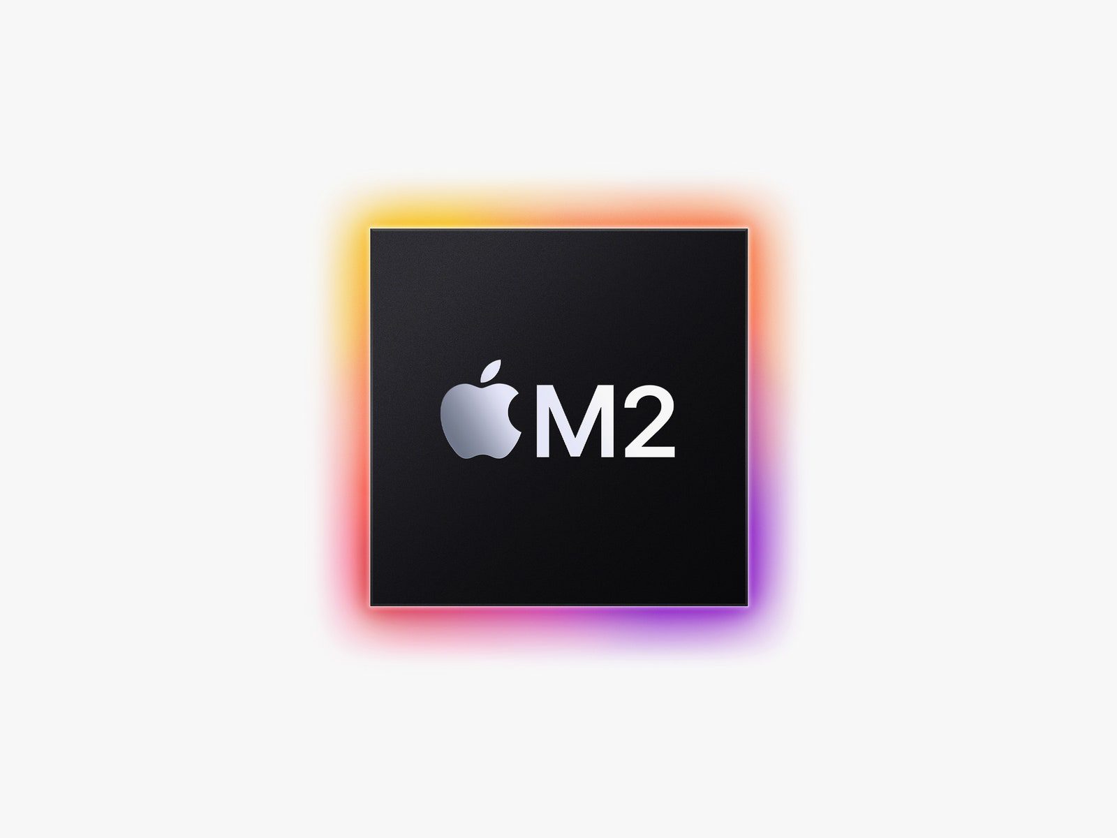 Apple M2 Computerchip in leuchtenden Farben