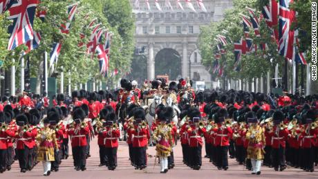 Trooping The Colour, die jährliche Parade zum Geburtstag der Königin, am 8. Juni 2019 in London, England.