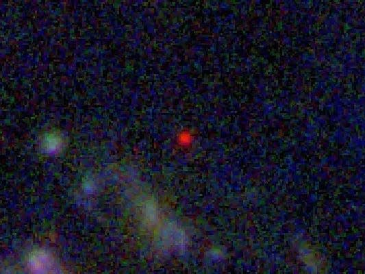 Der rote Punkt ist die älteste jemals beobachtete Galaxie.