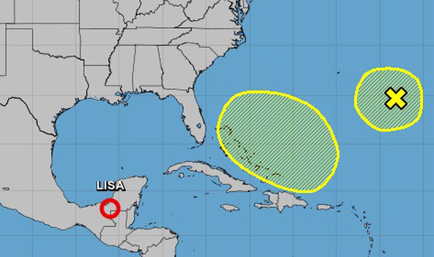 Neben Lisa und Martin überwacht das National Hurricane Center zwei Gebiete im Atlantik auf mögliche Stürme.